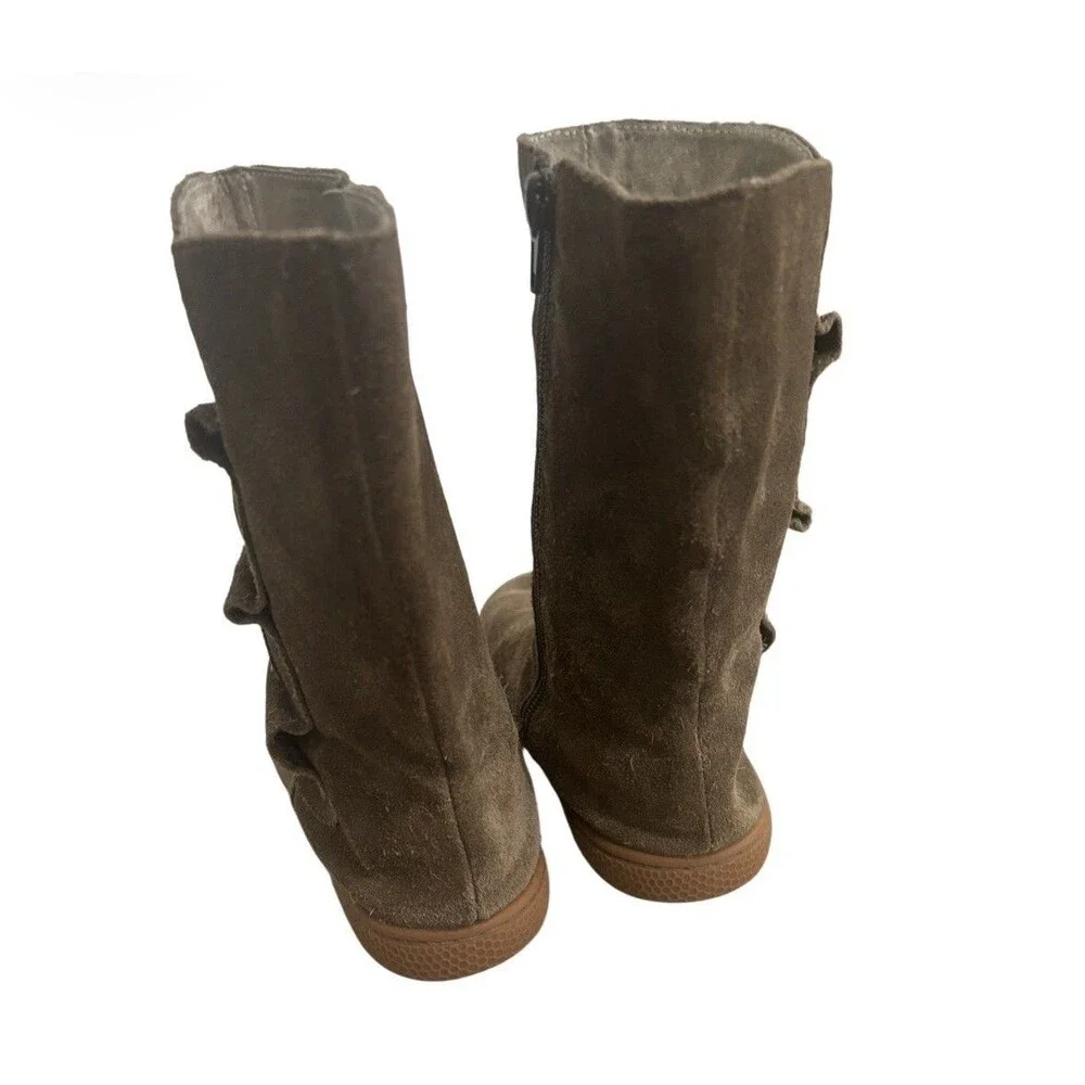 Livie and Luca Tiempo Saddle Brown Leather Mid-Calf Girls Boots Size 1Y